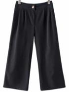 Romwe Black Fake Pocket Back Wide Leg Pants