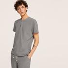 Romwe Guys Solid Henley Tshirt With Drawstring Shorts