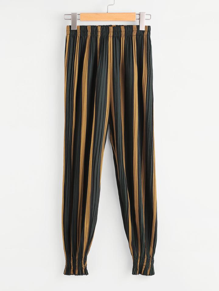 Romwe Vertical Striped Pleated Pants