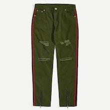 Romwe Guys Contrast Tape Side Destroyed Jeans