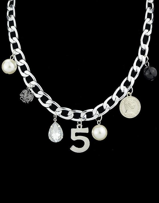 Romwe Silver Bead 5 Chain Necklace