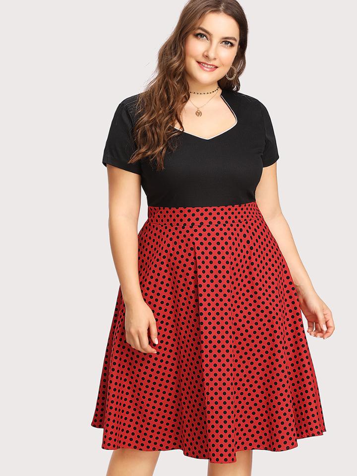 Romwe Polka Dot Circle Dress
