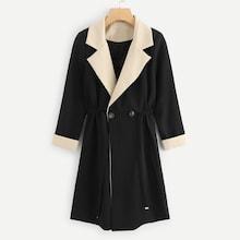 Romwe Double Button Drawstring Waist Outerwear