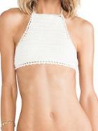 Romwe White Crochet Halter Bikini Top
