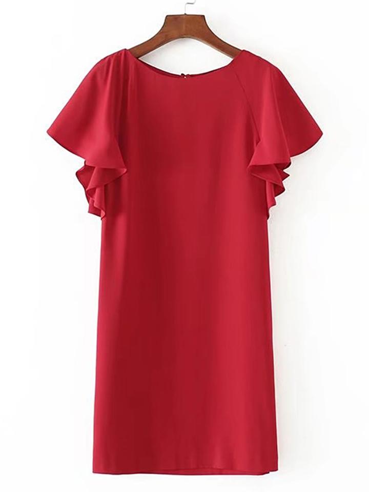 Romwe Tiered Back Ruffle Trim Dress