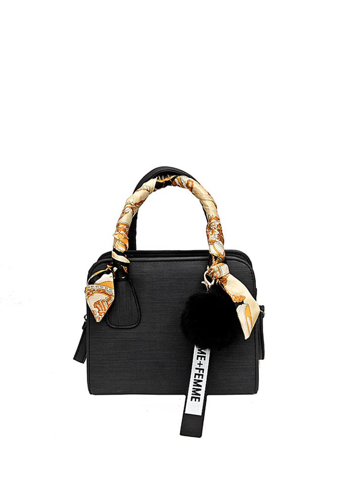 Romwe Wrap Scarf Satchel Bag With Pom