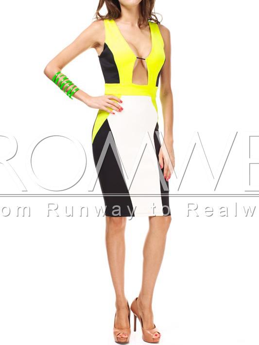 Romwe White Color Block Sheath Dress