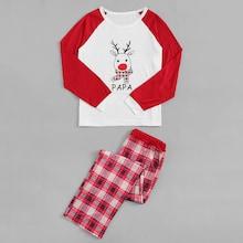 Romwe Christmas Men Deer Print Top & Plaid Pants Pj Set