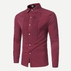 Romwe Men Pleated Front Plain Shirt