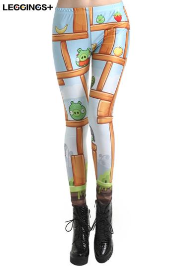 Romwe Romwe Angry Birds Print Mint Leggings