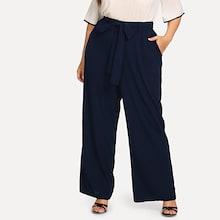 Romwe Plus Belted Wide Leg Pants
