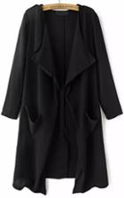 Romwe With Pockets Loose Black Coat