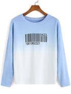 Romwe Barcode Print Tie-dye Sweatshirt