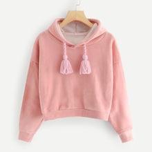 Romwe Drawstring Solid Hoodie