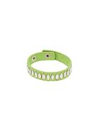 Romwe Green Pu Metal Studded Attached Bracelet