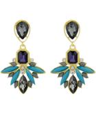 Romwe Blue Gemstone Gold Earrings