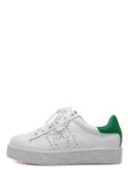 Romwe White Round Toe Lace Up Laser Out Flatform Sneakers
