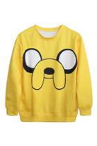 Romwe Dog Print Yellow Sweatshirt