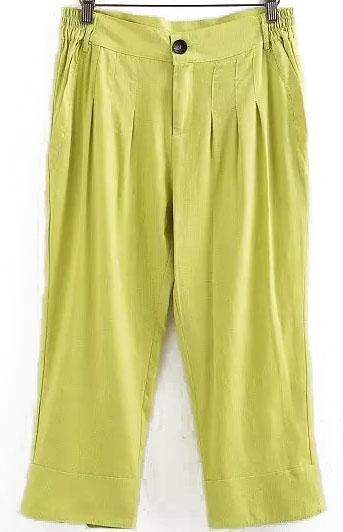 Romwe With Pockets Green Pant