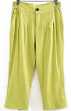 Romwe With Pockets Green Pant