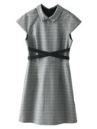 Romwe Rhinestone Embellished Collar Plaid Dress With Belt