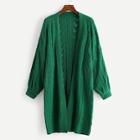 Romwe Plus Open Front Drop Shoulder Solid Knit Coat
