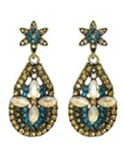 Romwe Champagne Rhinestone Flower Drop Earrings Jewelry Fashion