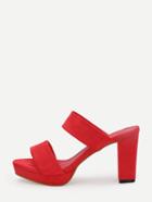 Romwe Red Faux Suede Double Strap Platform Mules