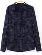 Romwe Polka Dot Pockets Blouse