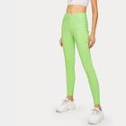 Romwe Neon Lime Button And Pocket Detail Pants
