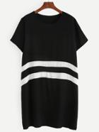 Romwe Black White Color Block Tshirt Dress