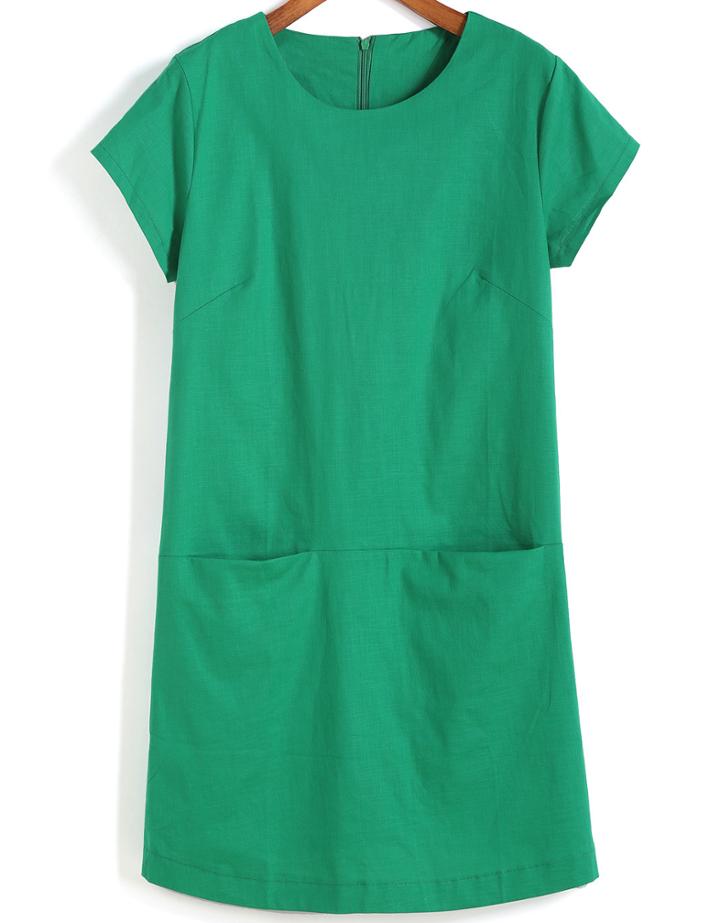 Romwe Short Sleeve With Pockets A-line Dress