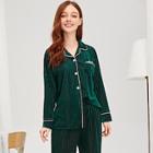 Romwe Ribbed Velvet Shirt & Pants Pj Set