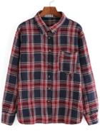 Romwe Plaid Blouse With Pocket