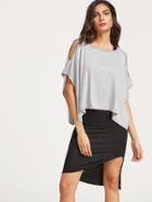 Romwe Black Asymmetrical Tank Dress With Cold Shoulder Top