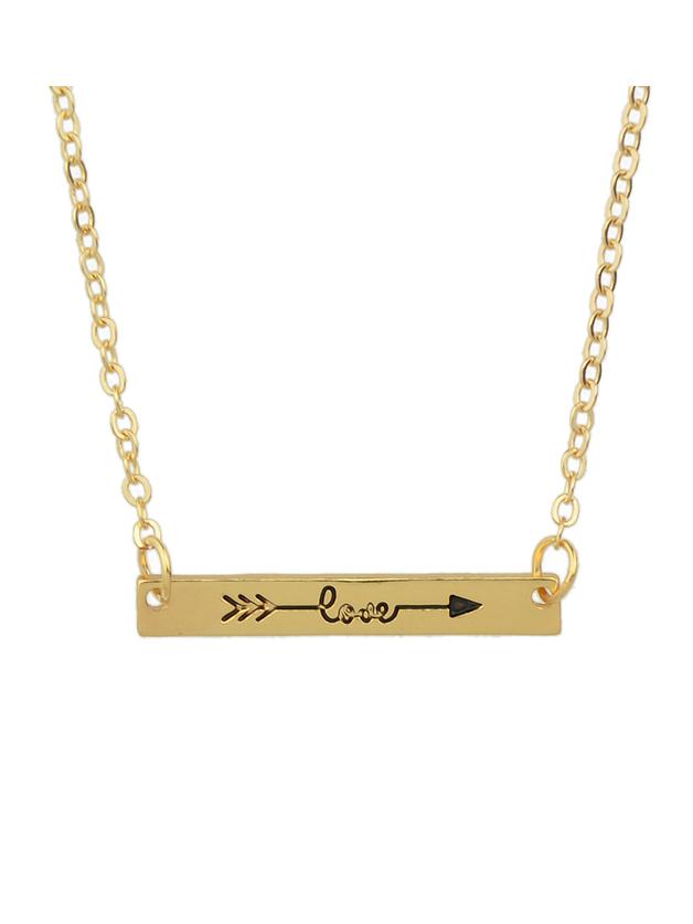 Romwe Gold Color Love Letters Metal Pendant Necklaces