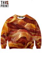 Romwe This Is Print Bacon Print Long-sleeved Sweatshirt