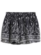 Romwe Elastic Waist Tribal Print Shorts