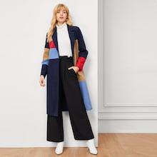 Romwe Cut And Sew Longline Coat