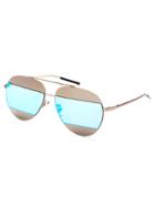 Romwe Silver Frame Double Bridge Blue Lens Sunglasses