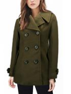 Romwe Shawl Collar Double Breasted Army Green Pea Coat
