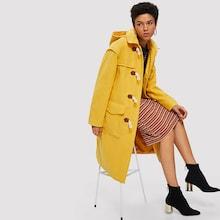 Romwe Horn Buckle Longline Hoodie Coat