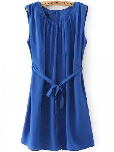 Romwe Pleated Tie-waist Dress