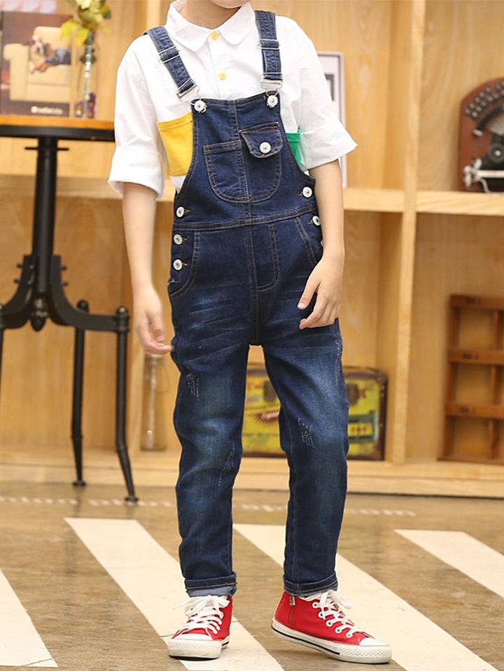 Romwe Button Side Denim Overalls