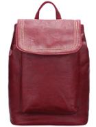 Romwe Wine Red Magnetic Flap Over Pu Backpack