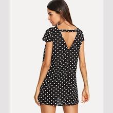 Romwe Polka Dot Open Back Dress