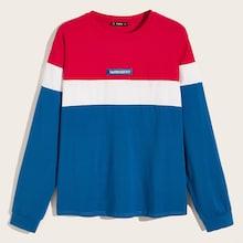 Romwe Guys Patch Detail Color Block T-shirt