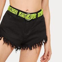 Romwe Neon Lime Snakeskin Print Belt