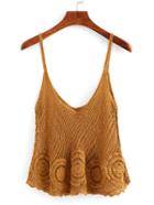Romwe Hollow Out Swing Crochet Cami Top