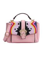 Romwe Tribal Print Buckled Strap Flap Bag - Pink